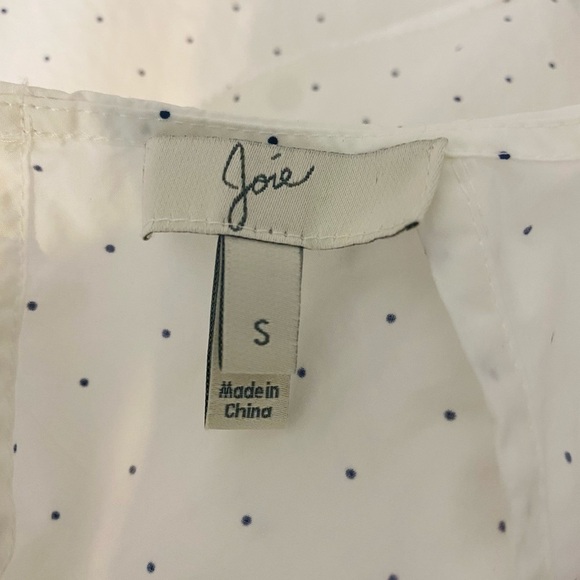 JOIE White Polka Dot Flutter Sleeve Ruffle Peplum Achava Top Small - Picture 13 of 16